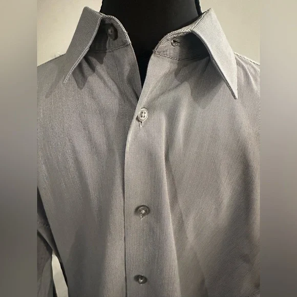 Calvin Klein Gray Dress Button Down Shirt size 16 34/35 - Picture 4 of 8